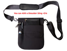"The Mini"  Durable 4 Pocket Black Server Pouch Apron w/ Hidden Pocket in Back and Adjustable Web Belt • Made in the USA